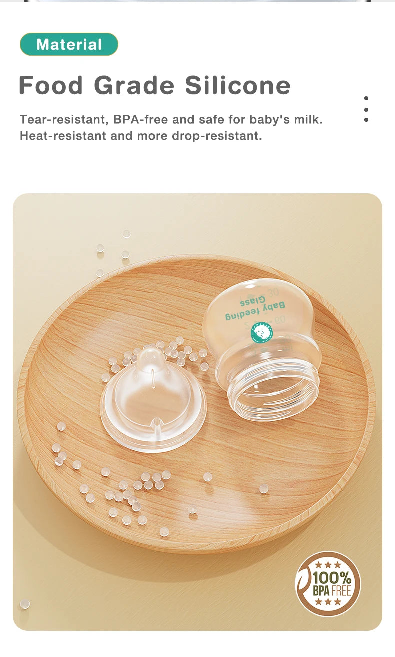 Anti-Colic Glass Baby Bottle – BPA-Free Newborn Feeding Bottle