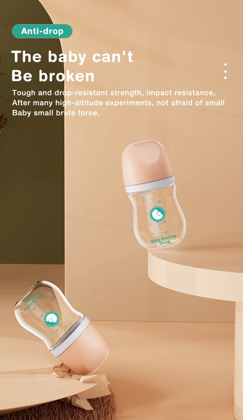 Anti-Colic Glass Baby Bottle – BPA-Free Newborn Feeding Bottle