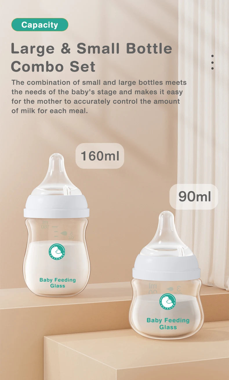 Anti-Colic Glass Baby Bottle – BPA-Free Newborn Feeding Bottle