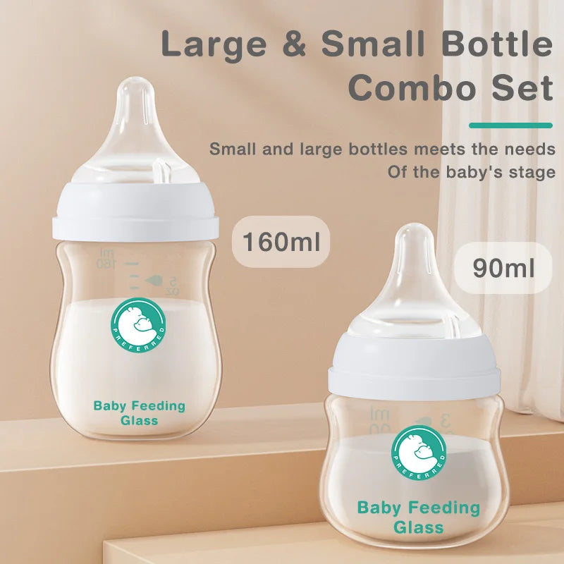 Anti-Colic Glass Baby Bottle – BPA-Free Newborn Feeding Bottle