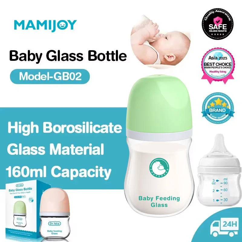 Anti-Colic Glass Baby Bottle – BPA-Free Newborn Feeding Bottle
