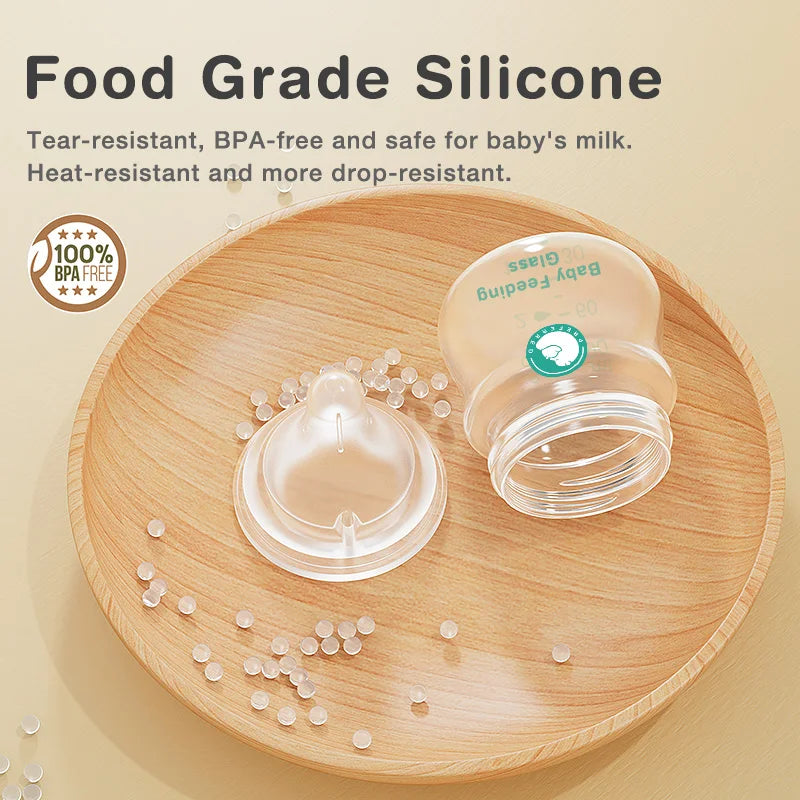 Anti-Colic Glass Baby Bottle – BPA-Free Newborn Feeding Bottle