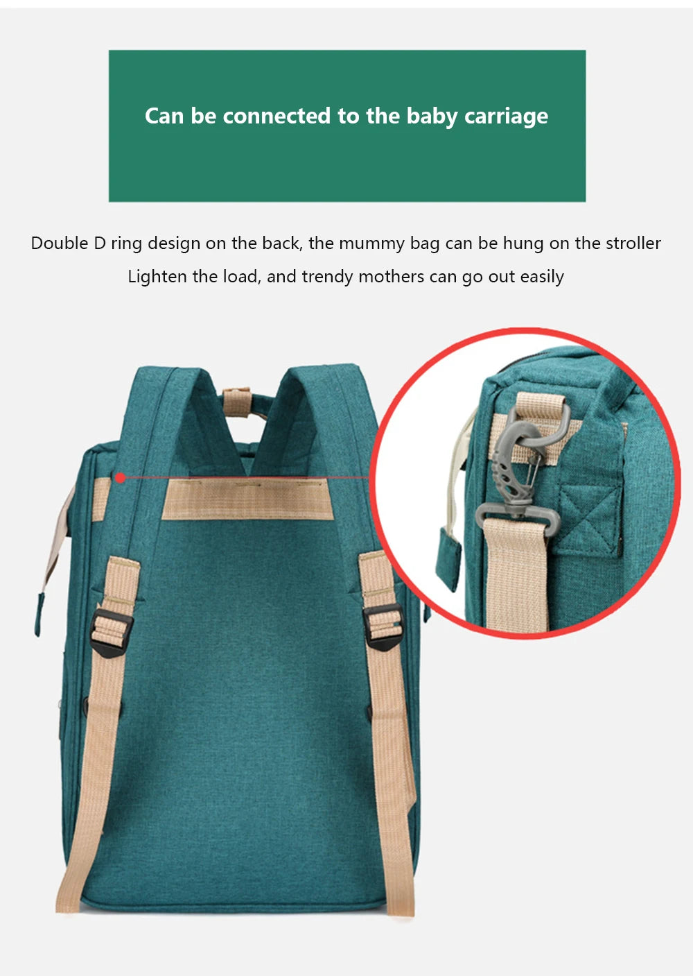 3-in-1 Foldable Diaper Bag Backpack with Portable Baby Crib