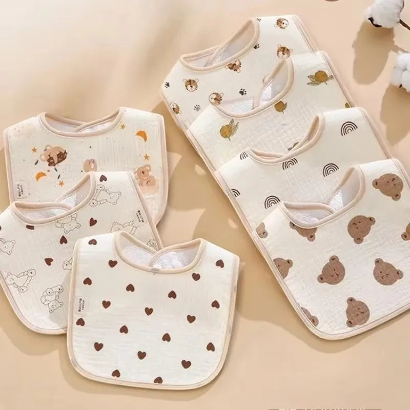 7-Pack Cotton Baby Bib Set – Waterproof & Absorbent Newborn Feeding Bibs