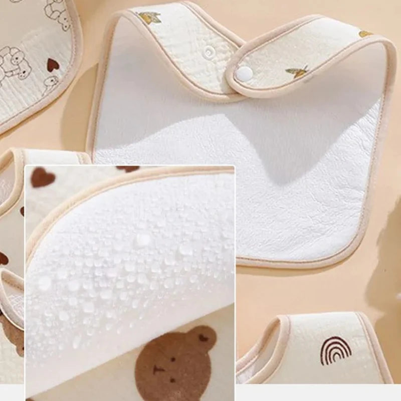 7-Pack Cotton Baby Bib Set – Waterproof & Absorbent Newborn Feeding Bibs
