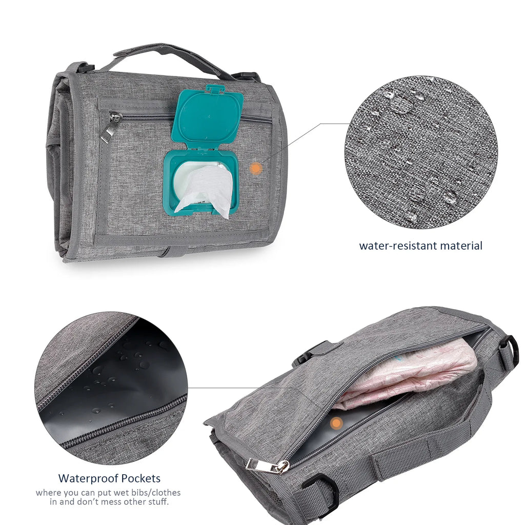3-in-1 Portable Baby Changing Pad – Waterproof Travel Organizer