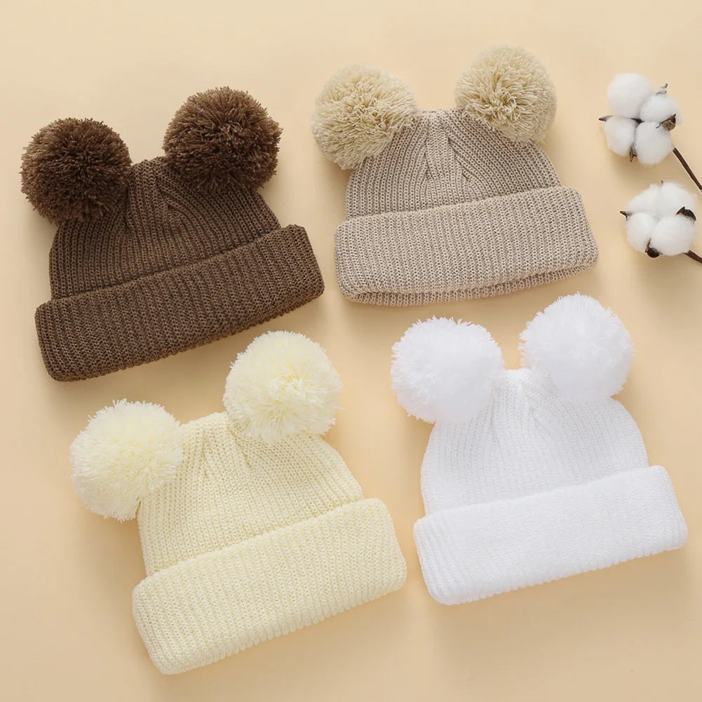 Soft Knitted Pom Pom Baby Hat – Cozy Winter Beanie for Newborns