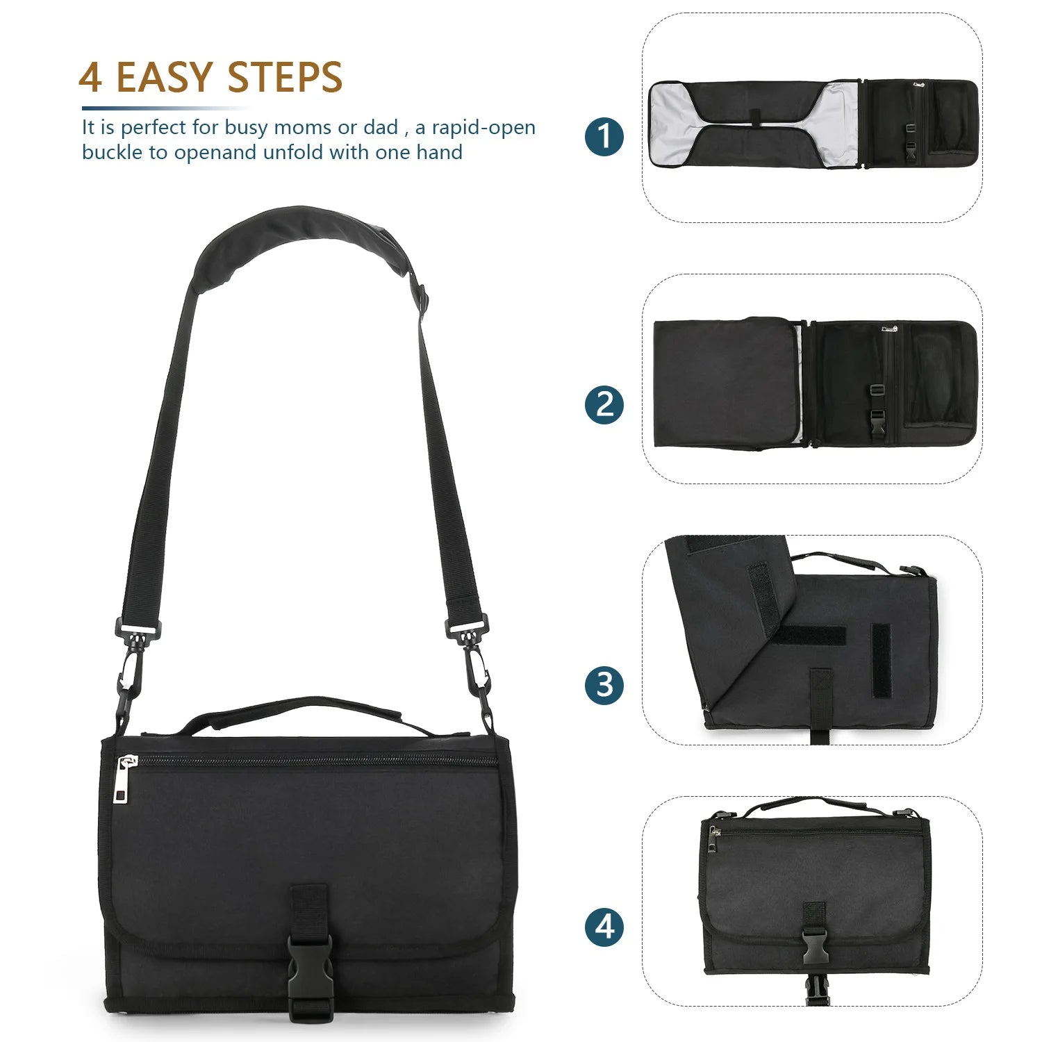 3-in-1 Portable Baby Changing Pad – Waterproof Travel Organizer