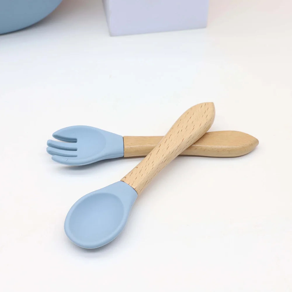 7-Piece Silicone Baby Feeding Set – Suction Bowl, Plate & Utensils