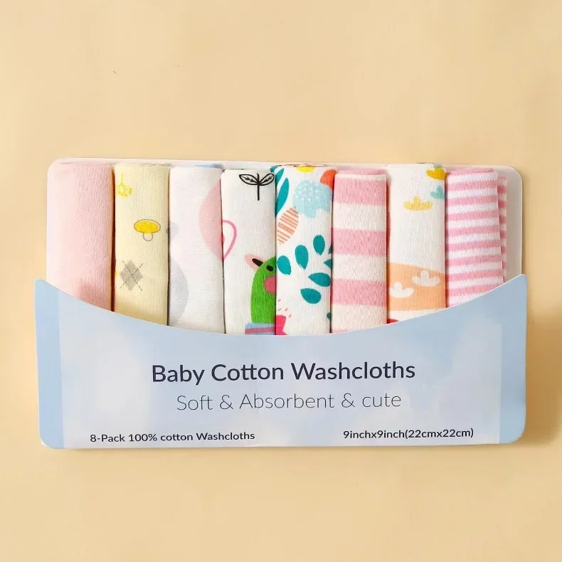 Cotton Baby Towels Set – Soft & Absorbent Newborn Saliva Washcloths (5/8 Pack)
