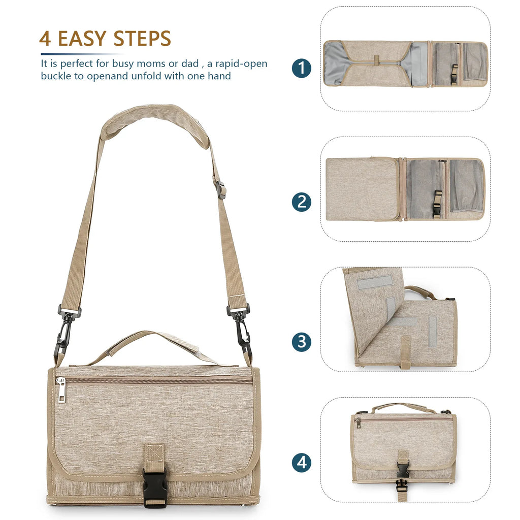 3-in-1 Portable Baby Changing Pad – Waterproof Travel Organizer