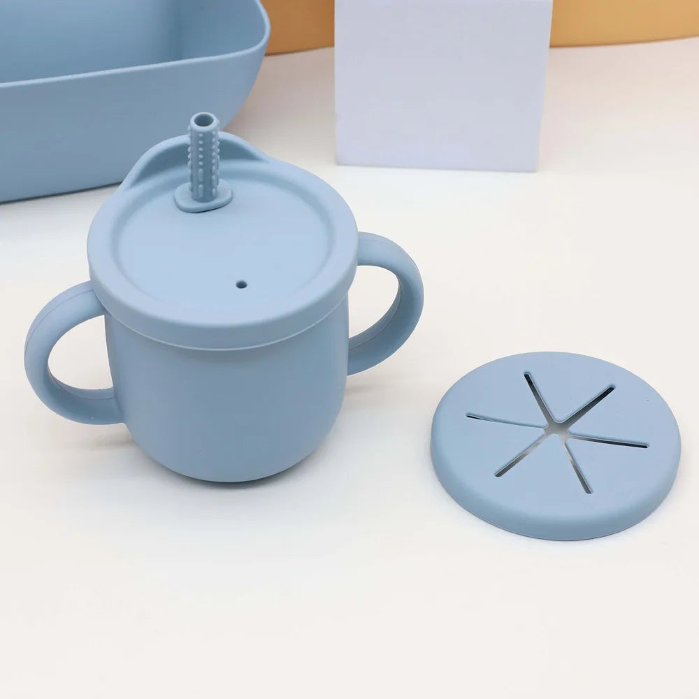 7-Piece Silicone Baby Feeding Set – Suction Bowl, Plate & Utensils