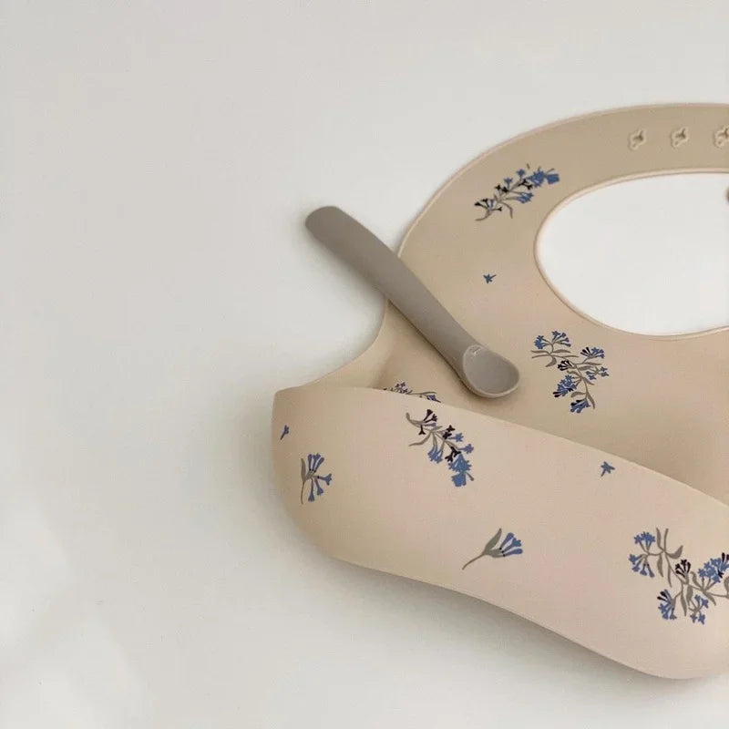 Waterproof Silicone Baby Bib – Adjustable Cute Print Feeding Bib