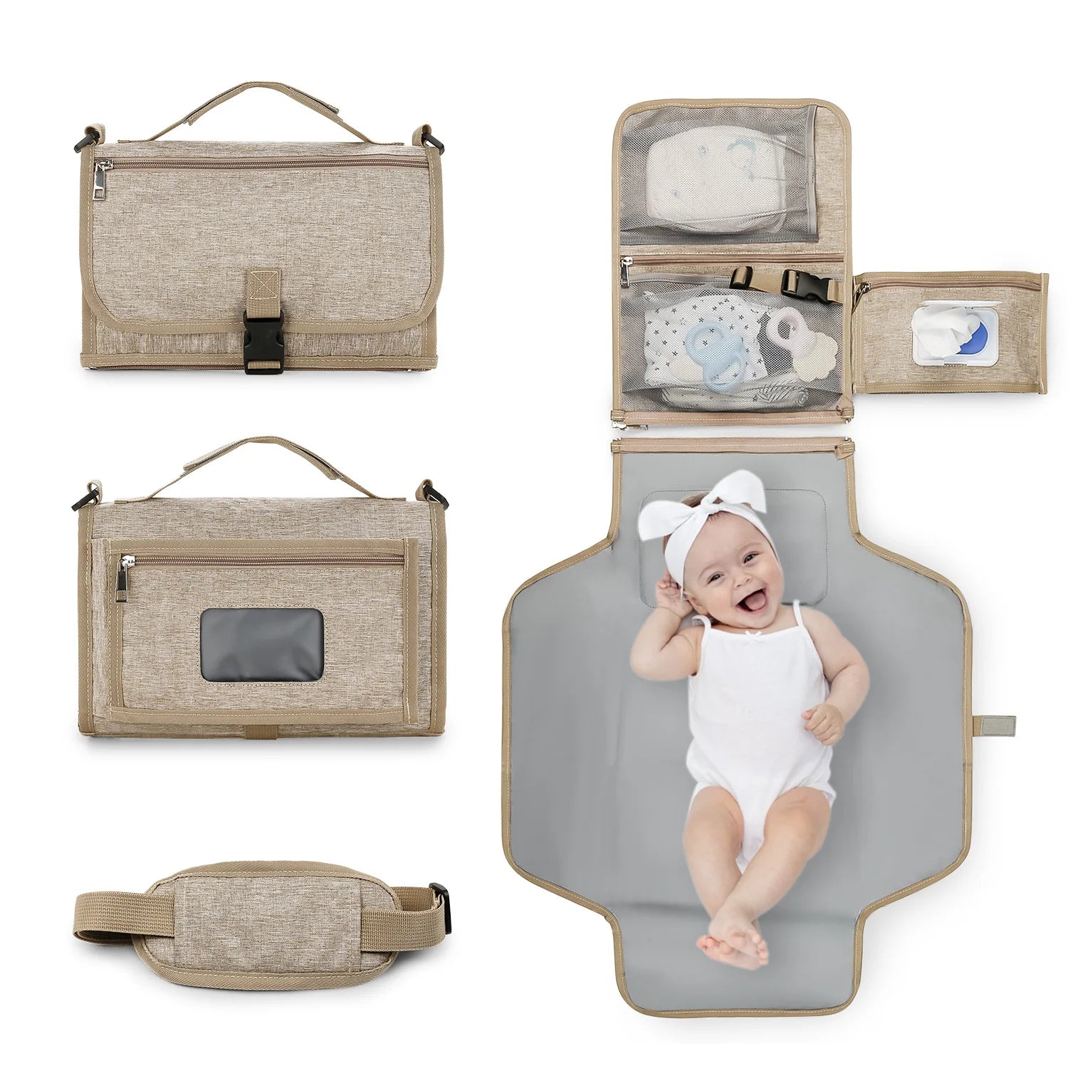 3-in-1 Portable Baby Changing Pad – Waterproof Travel Organizer