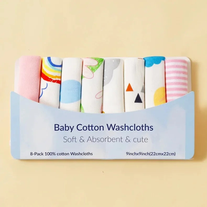 Cotton Baby Towels Set – Soft & Absorbent Newborn Saliva Washcloths (5/8 Pack)