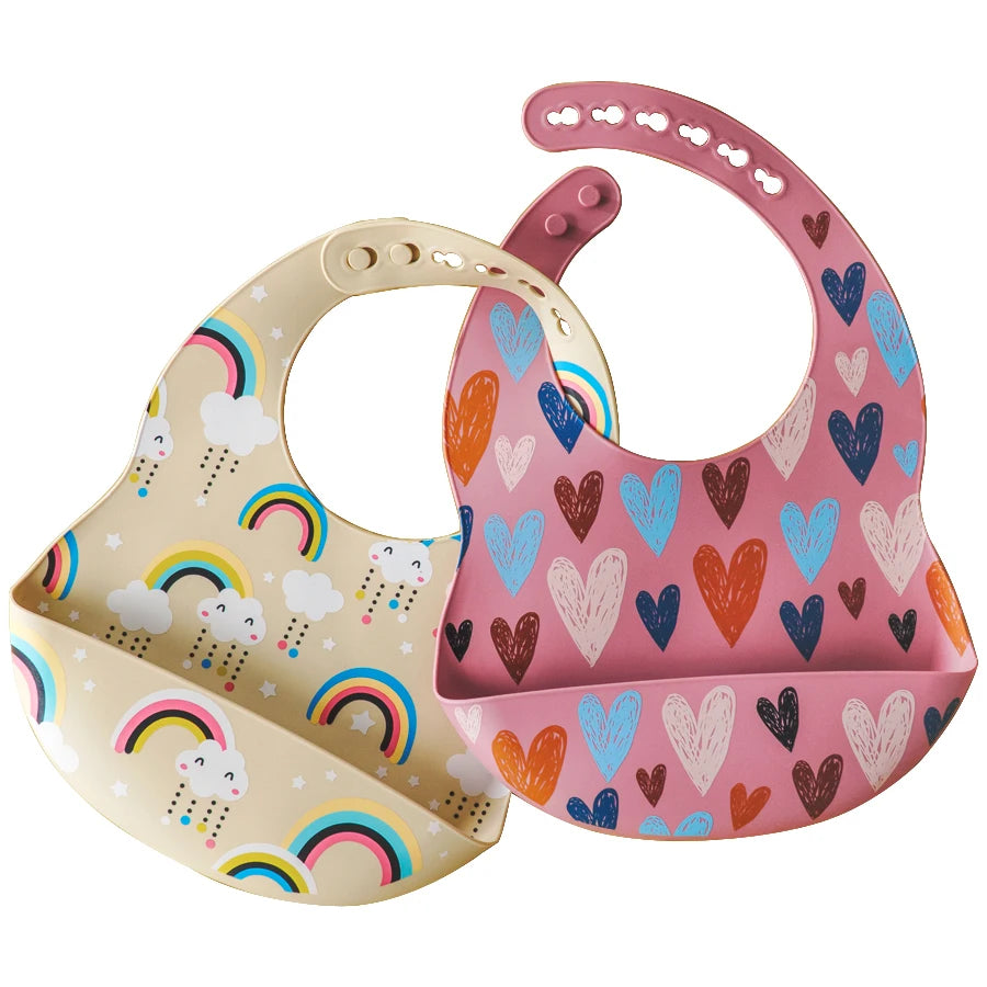 Soft Waterproof Silicone Baby Bib – Adjustable Cartoon Feeding Bib