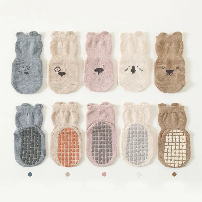 Non-Slip Baby Floor Socks – Cute Animal Pattern (3/5 Pairs)