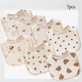 7-Pack Cotton Baby Bib Set – Waterproof & Absorbent Newborn Feeding Bibs