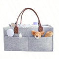 Baby Diaper Caddy Organizer – Felt Nursery Storage Basket with Handle