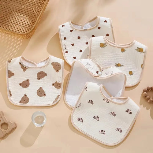 7-Pack Cotton Baby Bib Set – Waterproof & Absorbent Newborn Feeding Bibs