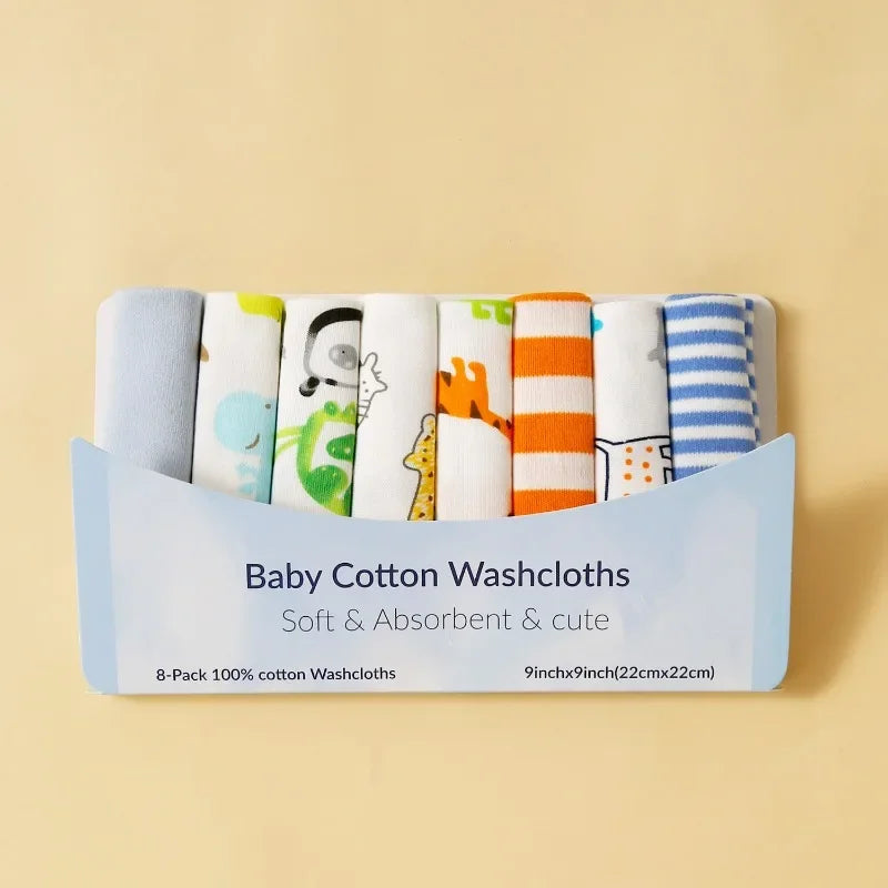 Cotton Baby Towels Set – Soft & Absorbent Newborn Saliva Washcloths (5/8 Pack)