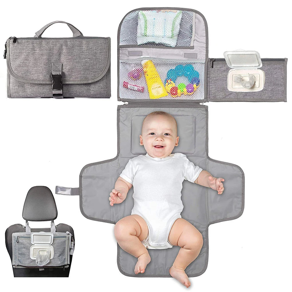 3-in-1 Portable Baby Changing Pad – Waterproof Travel Organizer