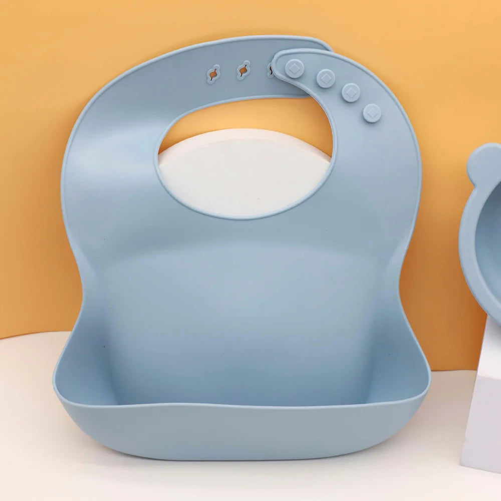 7-Piece Silicone Baby Feeding Set – Suction Bowl, Plate & Utensils