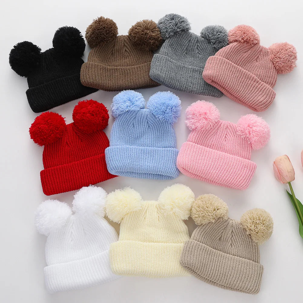 Soft Knitted Pom Pom Baby Hat – Cozy Winter Beanie for Newborns