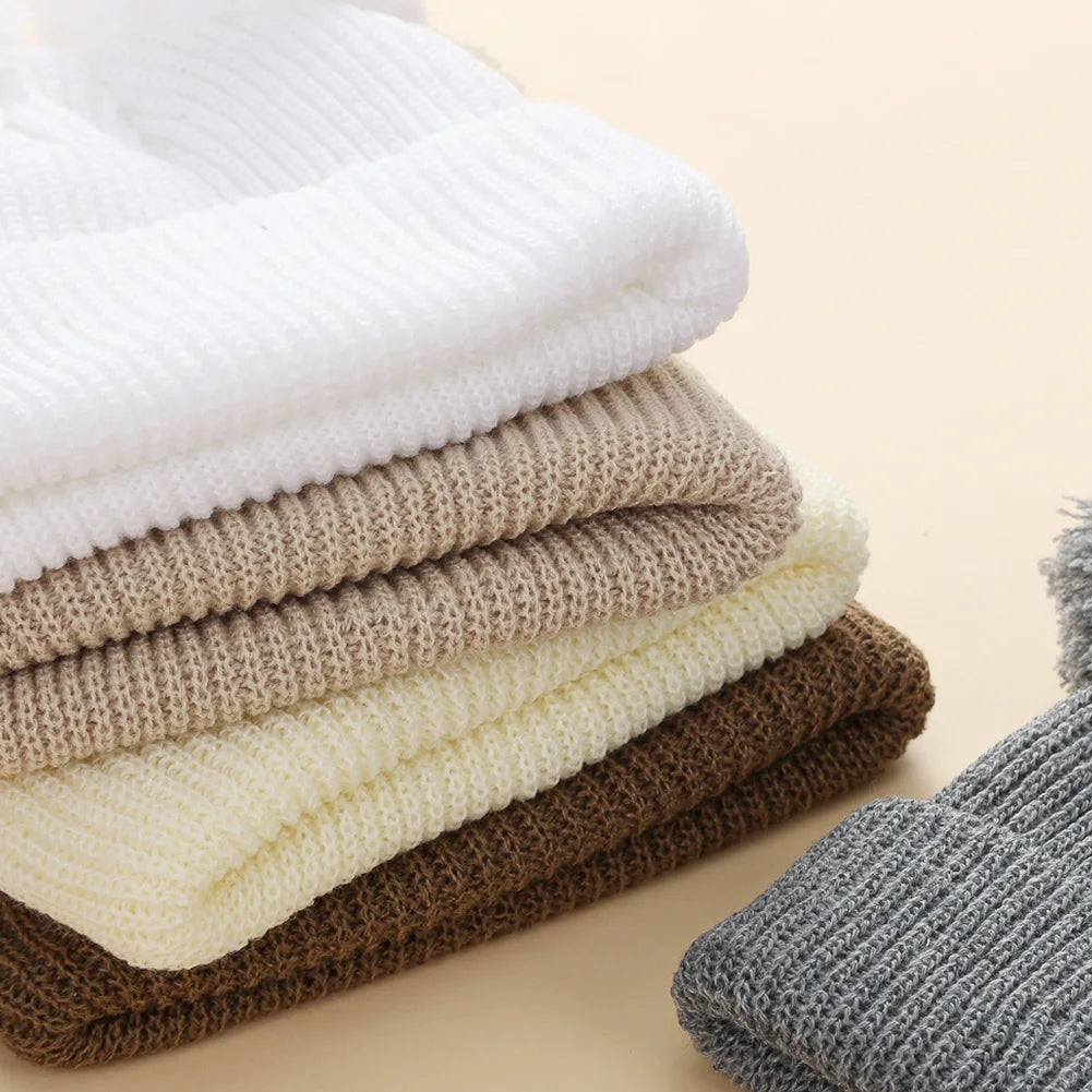 Soft Knitted Pom Pom Baby Hat – Cozy Winter Beanie for Newborns