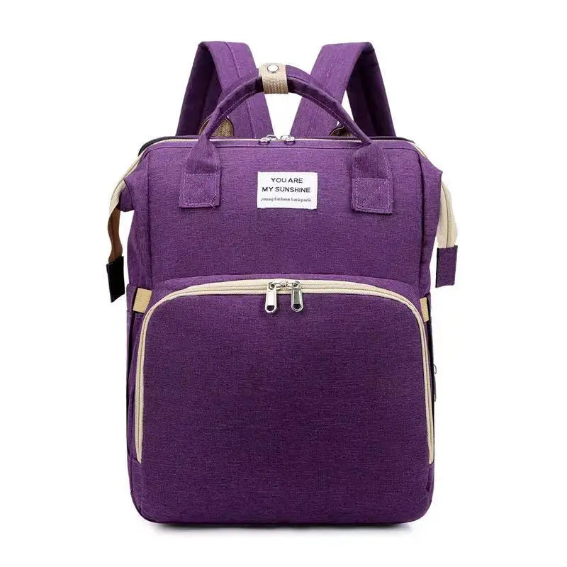 3-in-1 Foldable Diaper Bag Backpack with Portable Baby Crib