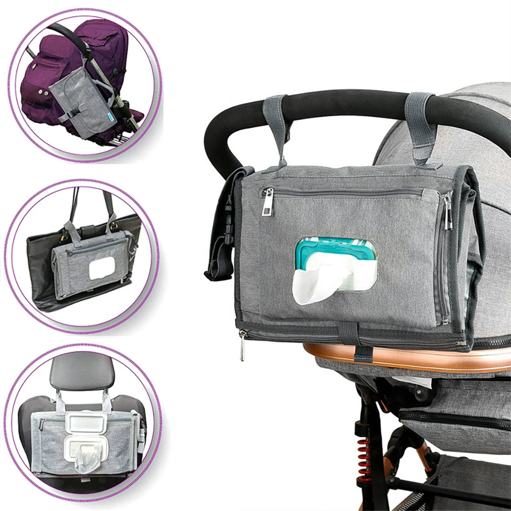 3-in-1 Portable Baby Changing Pad – Waterproof Travel Organizer