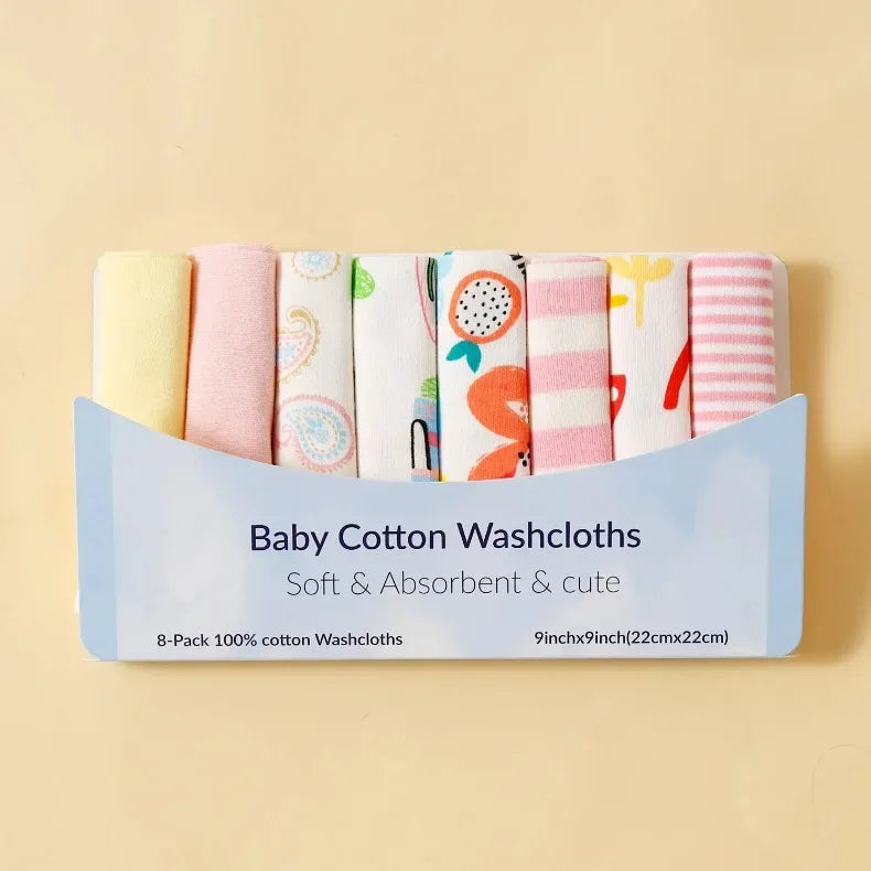 Cotton Baby Towels Set – Soft & Absorbent Newborn Saliva Washcloths (5/8 Pack)