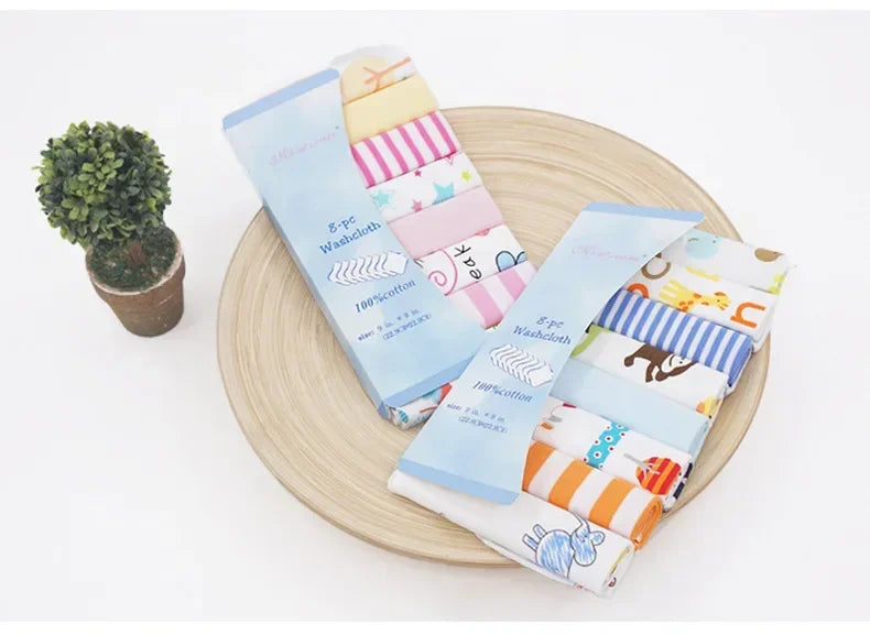 Cotton Baby Towels Set – Soft & Absorbent Newborn Saliva Washcloths (5/8 Pack)