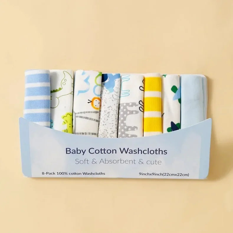 Cotton Baby Towels Set – Soft & Absorbent Newborn Saliva Washcloths (5/8 Pack)