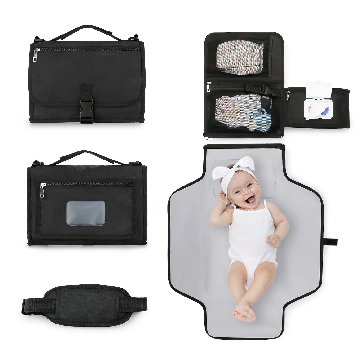 3-in-1 Portable Baby Changing Pad – Waterproof Travel Organizer