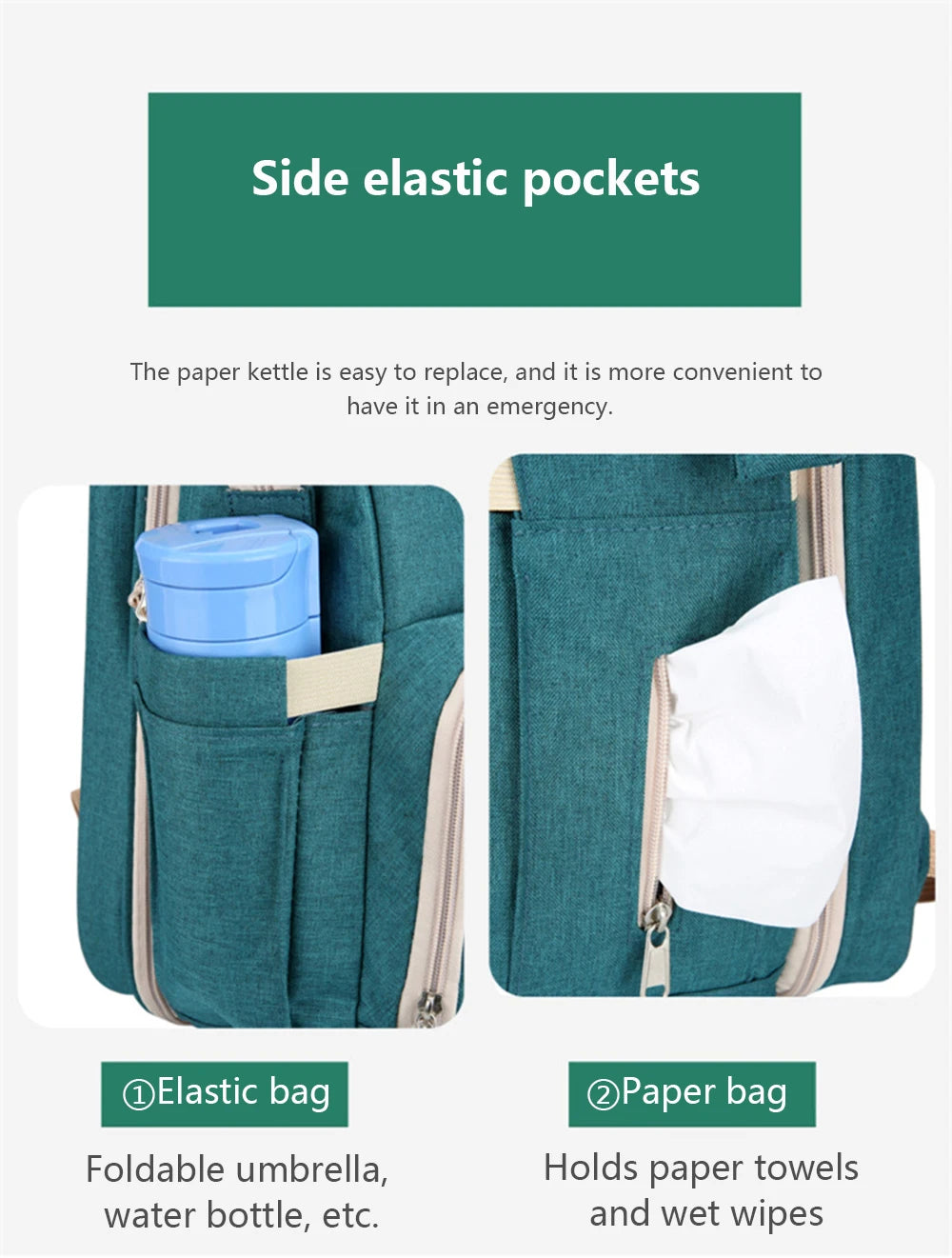 3-in-1 Foldable Diaper Bag Backpack with Portable Baby Crib