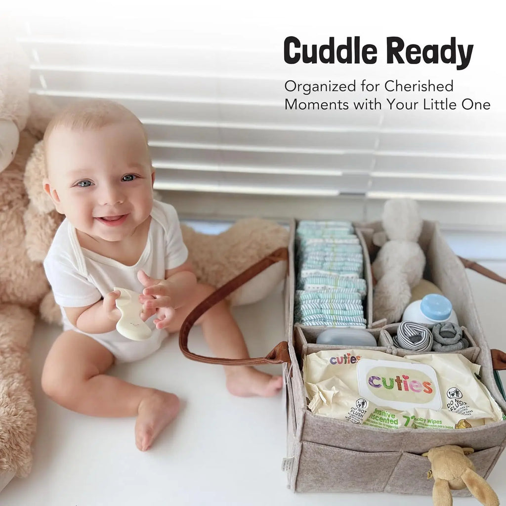 Baby Diaper Caddy Organizer – Felt Nursery Storage Basket with Handle