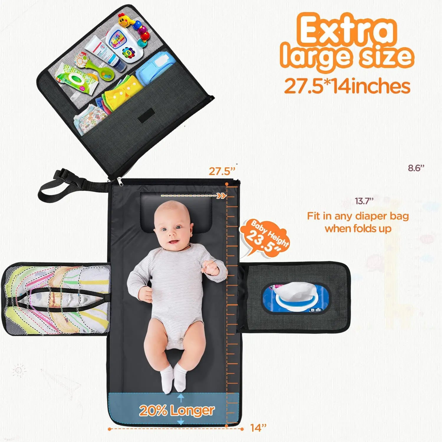 3-in-1 Portable Baby Changing Pad – Waterproof Travel Organizer