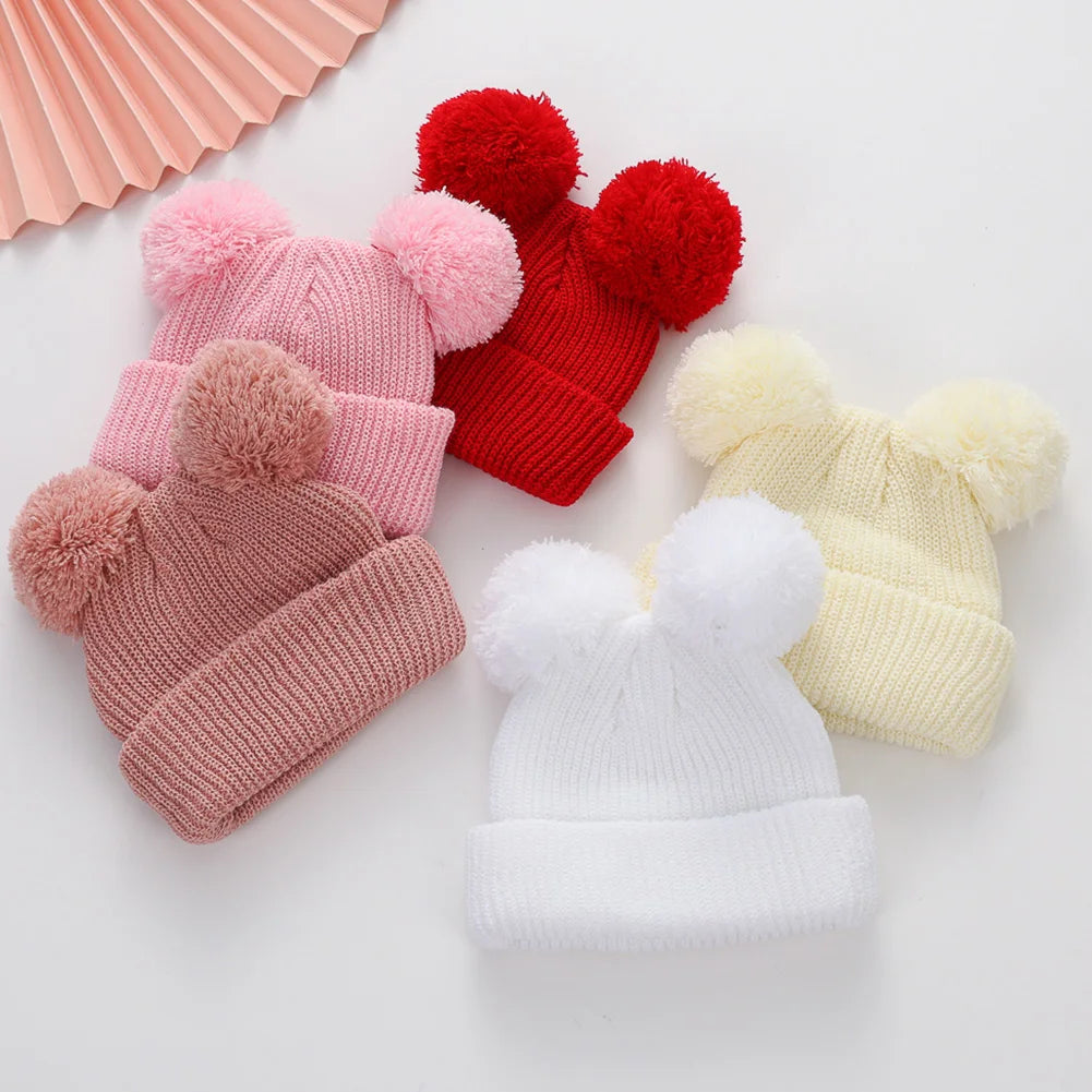Soft Knitted Pom Pom Baby Hat – Cozy Winter Beanie for Newborns