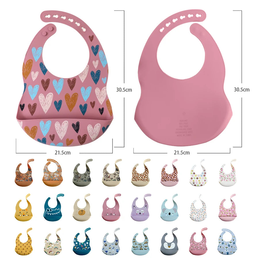 Soft Waterproof Silicone Baby Bib – Adjustable Cartoon Feeding Bib