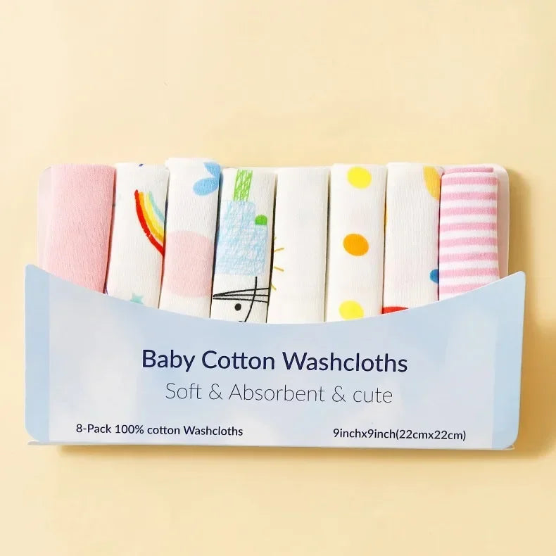 Cotton Baby Towels Set – Soft & Absorbent Newborn Saliva Washcloths (5/8 Pack)
