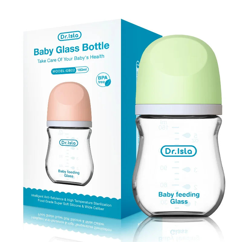 Anti-Colic Glass Baby Bottle – BPA-Free Newborn Feeding Bottle
