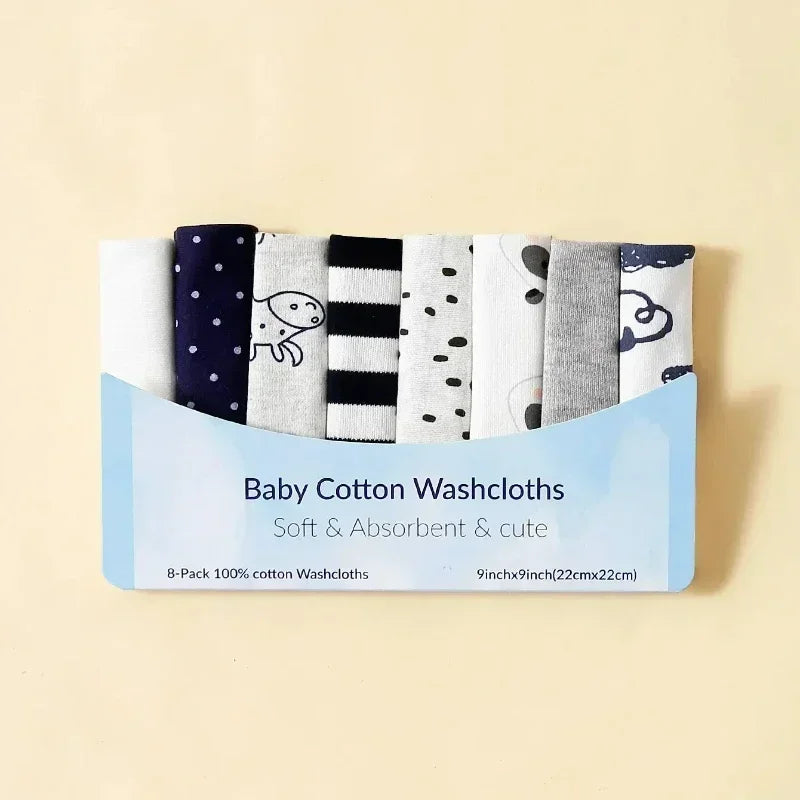 Cotton Baby Towels Set – Soft & Absorbent Newborn Saliva Washcloths (5/8 Pack)