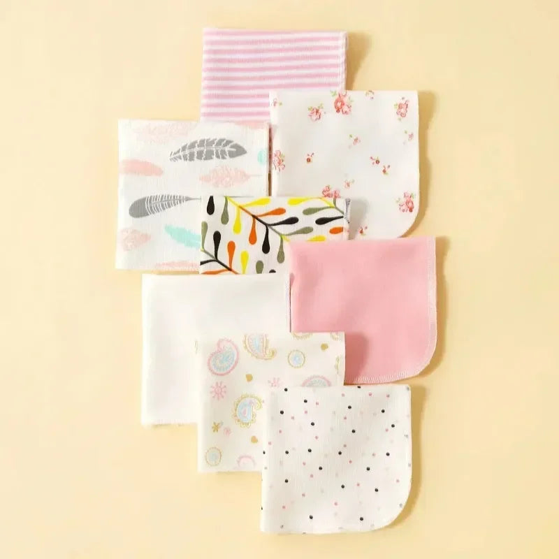 Cotton Baby Towels Set – Soft & Absorbent Newborn Saliva Washcloths (5/8 Pack)