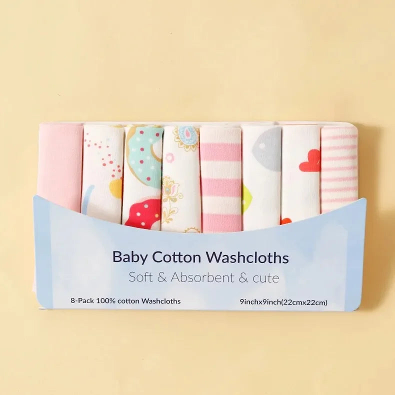 Cotton Baby Towels Set – Soft & Absorbent Newborn Saliva Washcloths (5/8 Pack)