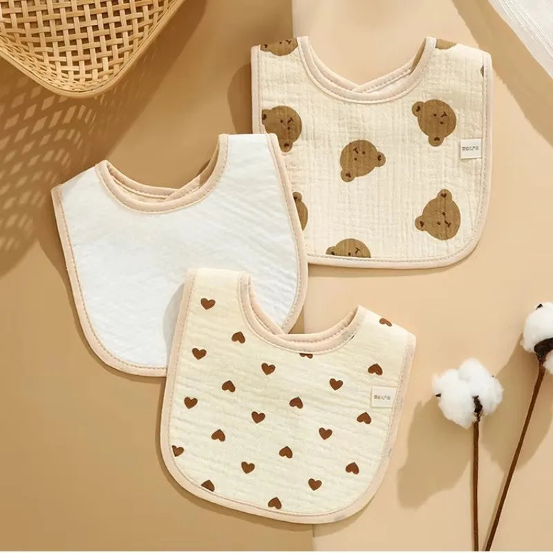 7-Pack Cotton Baby Bib Set – Waterproof & Absorbent Newborn Feeding Bibs