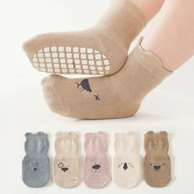 Non-Slip Baby Floor Socks – Cute Animal Pattern (3/5 Pairs)