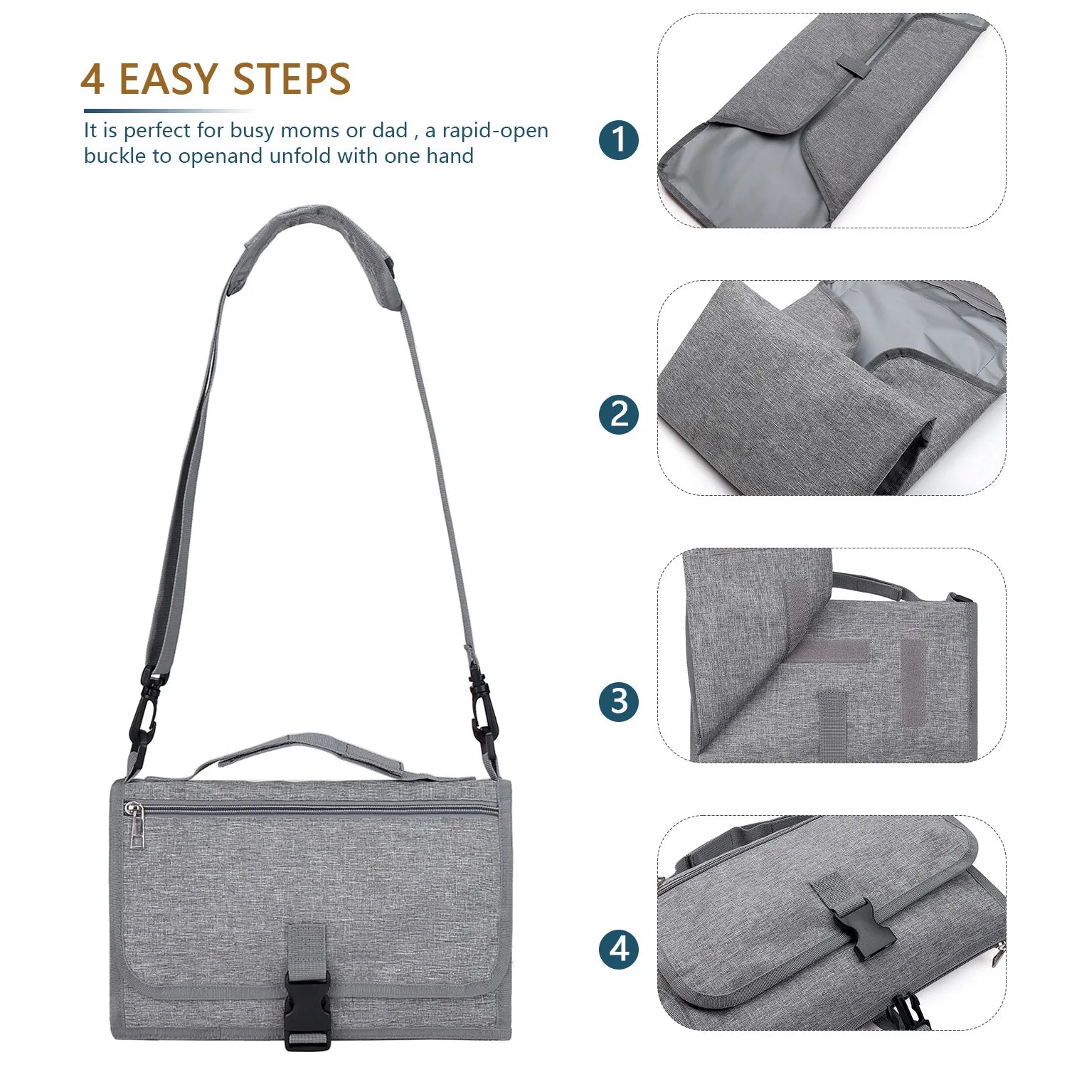 3-in-1 Portable Baby Changing Pad – Waterproof Travel Organizer