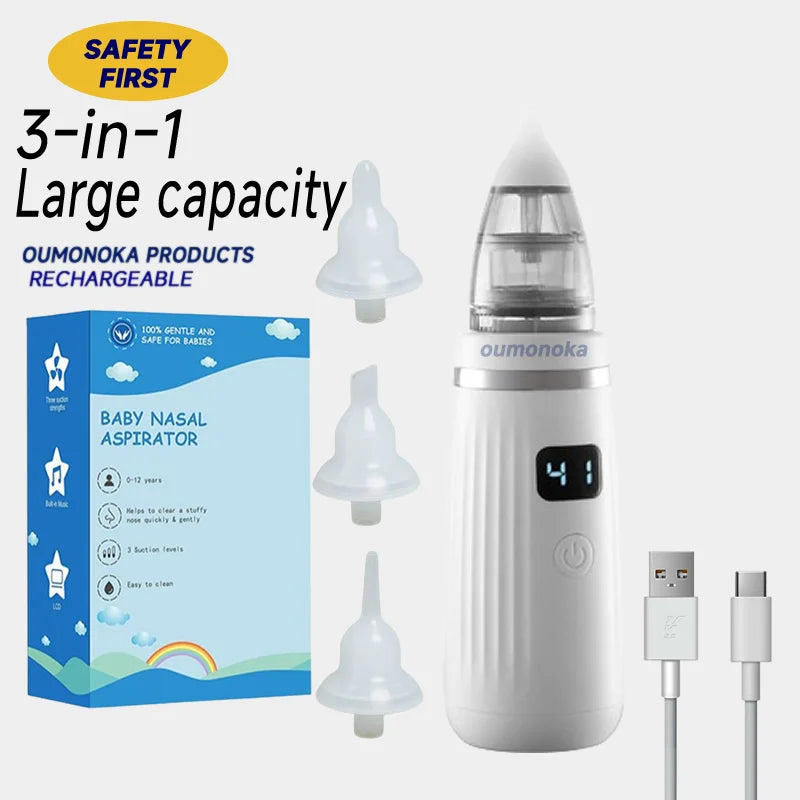 Gentle Electric Baby Nasal Aspirator – Quiet & Safe for Newborns
