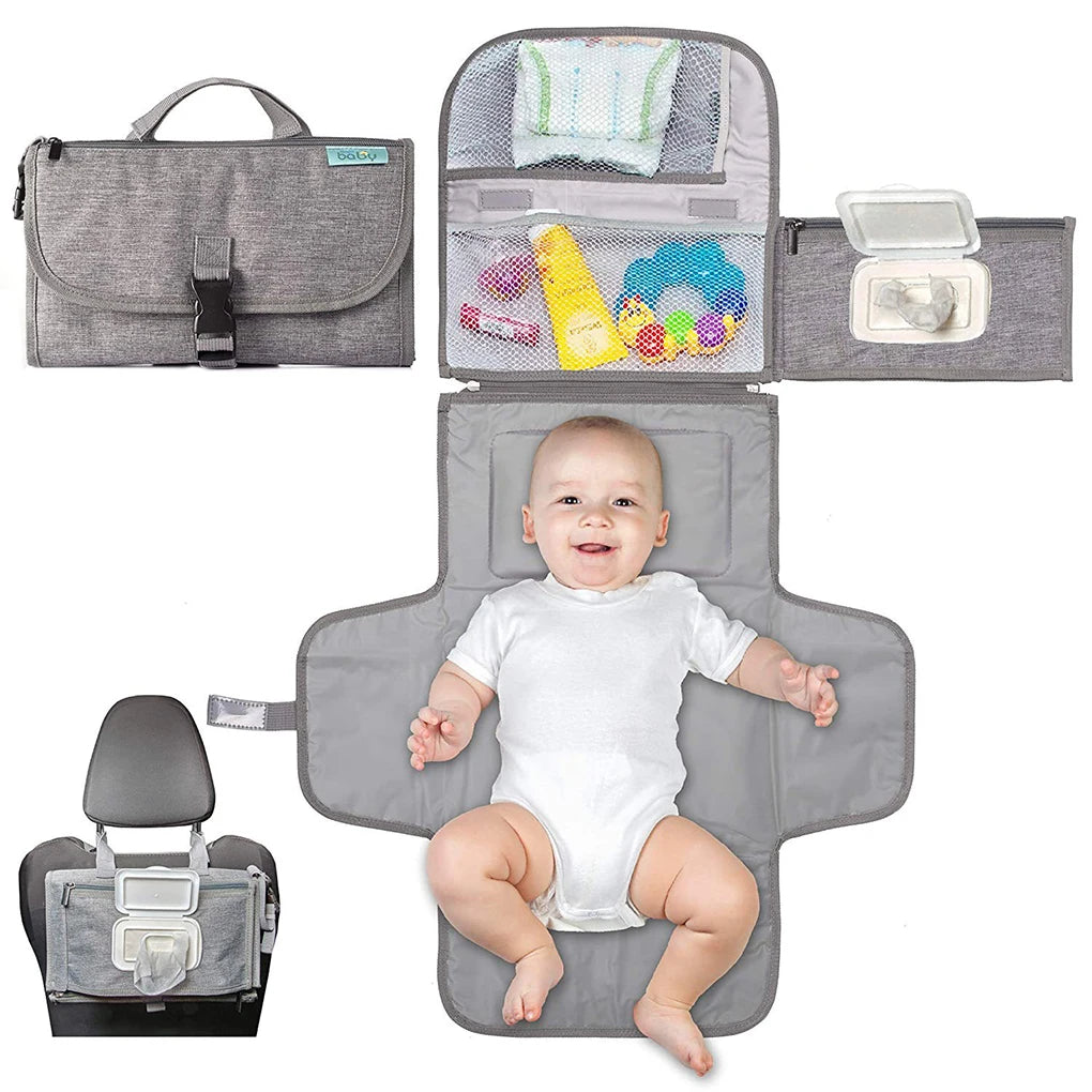 3-in-1 Portable Baby Changing Pad – Waterproof Travel Organizer